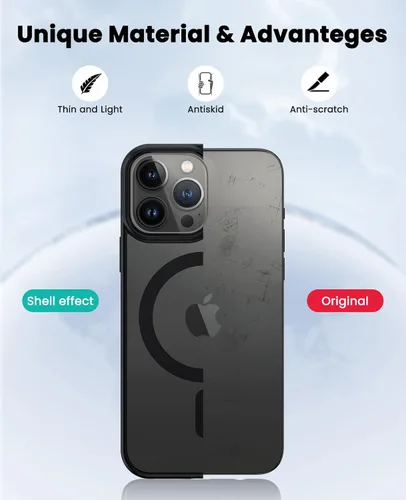 Vista 5 de Funda para iPhone 13 Pro compatible con MagSafe, funda magnética transparente para iPhone 13 Pro con funda protectora delgada a prueba de golpes