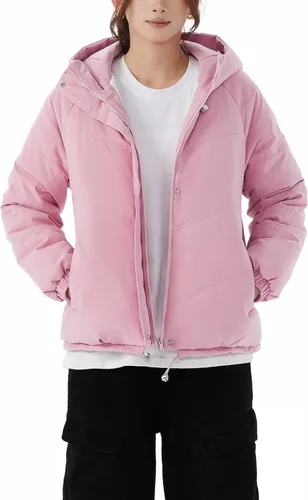 Vista 17 de JiangWu - Chaqueta con capucha de estilo Sherpa para mujer, forro polar grueso, abrigada para invierno A-Negro