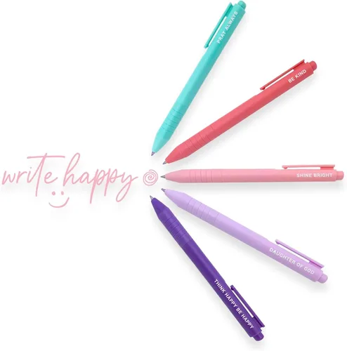 Vista 2 de Doodle Beads Write Happy - Juego de bolígrafos de gel de cinco piezas, Think Happy Be Happy