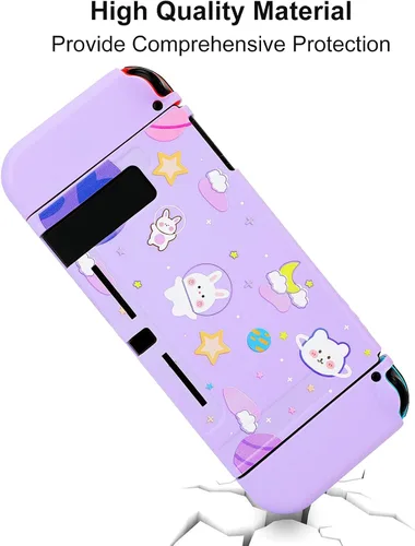 Vista 3 de Tscope Funda protectora acoplable para Nintendo Switch bonita funda delgada de TPU suave para consola NS y controladores Joy-Con con pantalla