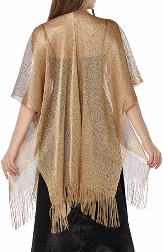 Vista 3 de Floral Find Chal casual para mujer, con dobladillo de borla, pashminas, poncho, cárdigan
