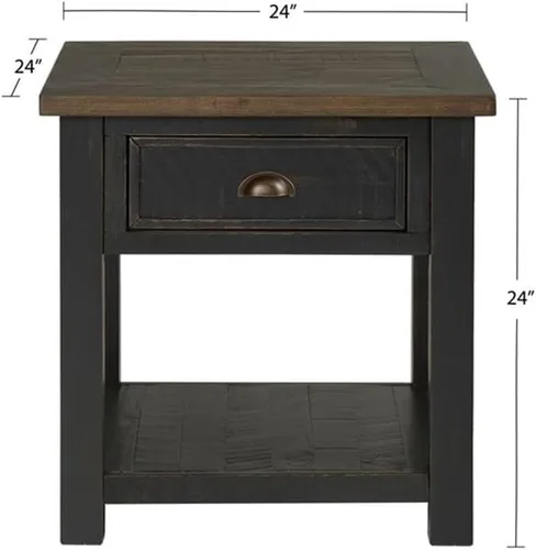 Vista 3 de Martin Svensson Home Mesa auxiliar de madera maciza, color negro con tapa marrón