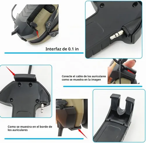 Vista 7 de Micrófono y PTT para Auriculares con Cancelación de Ruido Walkerrazor Airsoft (Negro)