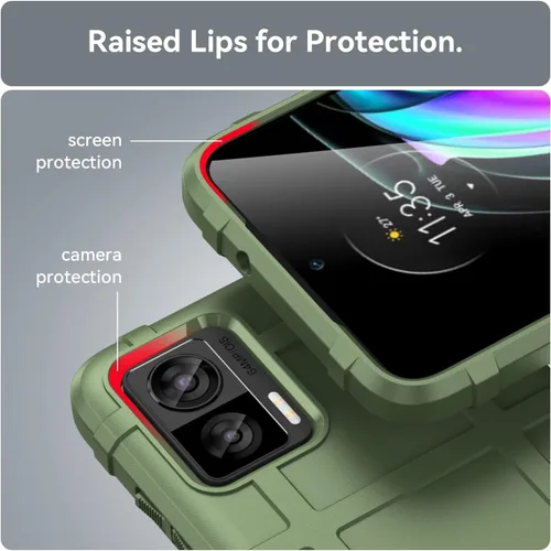 Vista 6 de Funda delgada para Motorola Edge 30 Neo/Edge 30 Lite, resistente con protección de grado militar a prueba de golpes, color verde
