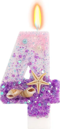 Vista 30 de Vela número 1 de estrella de mar de playa para decoración de pastel Plata
