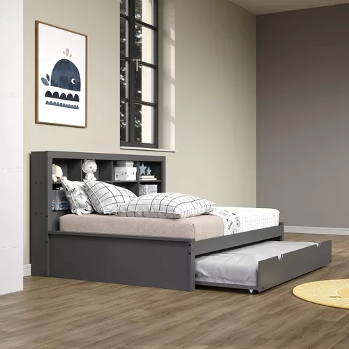 Vista 2 de Donco Kids Equable Modern - Estantería de sofá cama matrimonial con nido en acabado gris oscuro