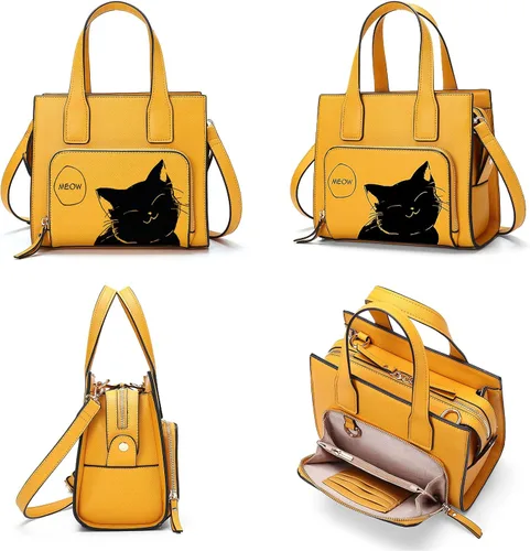 Vista 8 de JOSEKO Bolso de hombro con asa superior para mujer, bolso de mano de tamaño medio, bolso de mano de piel sintética, bolso cruzado