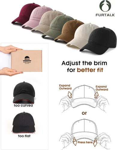 Vista 6 de FURTALK Gorra de béisbol unisex de algodón lavado sin estructura, ajustable, estilo vintage Beige