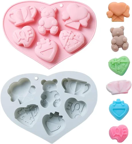 Vista 8 de Molde de silicona Chocoalte para el día de San Valentín, 2 formas diferentes, para decoración de pasteles, pequeña herramienta de arcilla de jabón