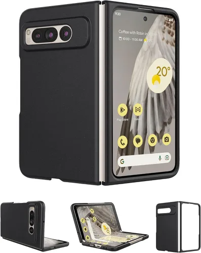 Vista 9 de Funda delgada de cuero para Pixel 9 Pro Fold (2024), sin protector de pantalla, soporte de carga inalámbrica, ultradelgada a prueba de golpes, funda