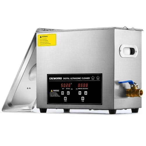 Vista 9 de Máquina de Limpieza Ultrasónica Profesional CREWORKS, Máquina Ultrasónica con Calentador y Temporizador, Limpiador Ultrasónico Digital para Joyas