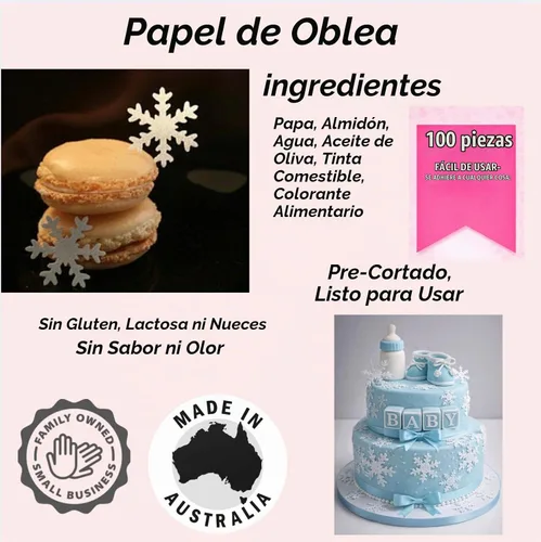 Vista 2 de 100 copos de nieve de papel de arroz comestible para vacaciones de invierno congelados hechos a mano Blanco Nieve