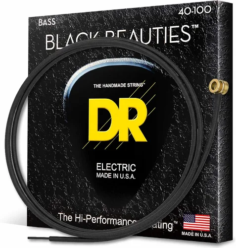 Vista 11 de DR Strings Beauties-Black Coated Steel 6 Cuerdas de guitarra bajo, calibre 30-125, núcleo redondo (BKB6-30)