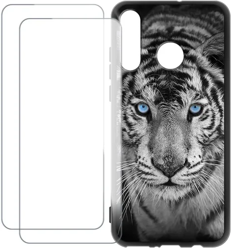 Vista 8 de Funda compatible con Huawei P30 Lite 2020 con 2 protectores de pantalla de vidrio templado, a prueba de golpes, resistente a los arañazos