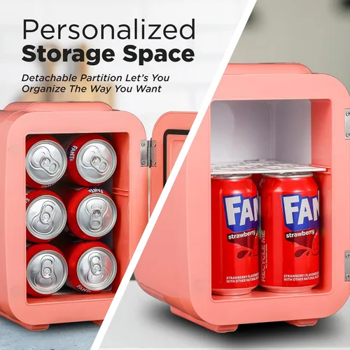 Vista 4 de ICEBOX IBMF4BLS - Mini refrigerador para dormitorio, refrigerador para el cuidado de la piel, enfriador portátil y calentador para maquillaje