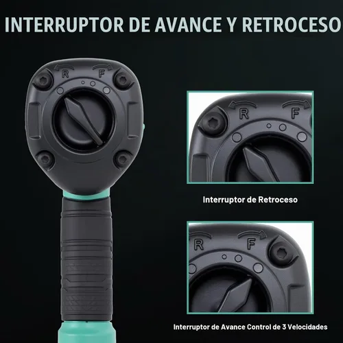 Vista 5 de Dotool Llave de impacto neumática de 1/2 pulgada, unidad cuadrada, resistente, 880 ft-lbs, salida de par de aflojamiento máximo, llave de impacto