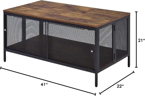Vista 3 de Acme Winam - Mesa de centro rectangular de madera en roble antiguo y negro