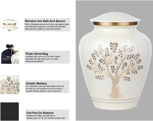 Vista 4 de Tree of Life Urna de cremación grande para cenizas humanas 200 pulgadas cúbicas Urna decorativa para cenizas adultas mujeres y hombres, urnas