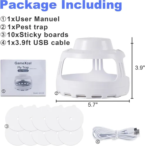 Vista 8 de Trampa para pulgas para el hogar, trampa eléctrica de plagas para interiores con 10 recambios de tablero adhesivo, trampa de luz nocturna