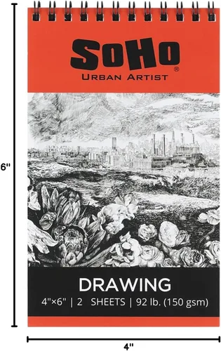 Vista 7 de SoHo Urban Artist Bloc de dibujo de tapa blanda, 4 x 6 pulgadas, 92 libras (5.29 oz/m²), cuaderno de bocetos de medios mixtos, 24 hojas de doble