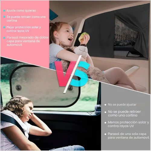 Vista 7 de Parasoles para Ventanas de Automóvil, 2 Piezas Magnético de Doble Capa Parasol Auto para Ventanas Laterales Privacidad Coberturas Completas/Opciones