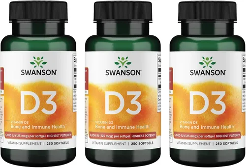 Vista 8 de Swanson Vitamina D3 Suplemento de salud ósea, inmune y cardíaca de 5,000 UI para adultos privados de sol que buscan apoyo óseo, inmunológico