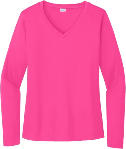 Vista 11 de Sport-Tek señoras cuello en V playera > orquídea rosa Azul atómico