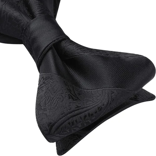 Vista 56 de HISDERN Pajaritas para hombre, corbatín de cachemira para hombre, corbata de lazo y bolsillo cuadrado, juego formal de esmoquin para boda