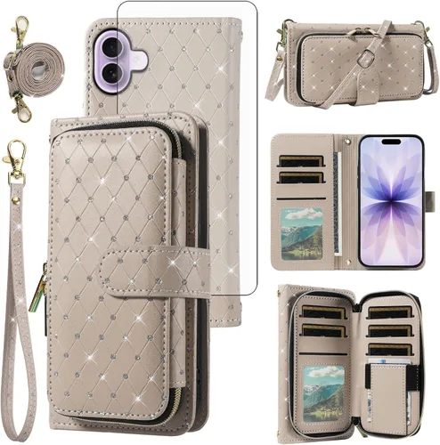 Vista 89 de Funda para teléfono iPhone 6 6S con cremallera y protector de pantalla con protector de pantalla, correa de cordón cruzado, ranura para iPhone 6 Six
