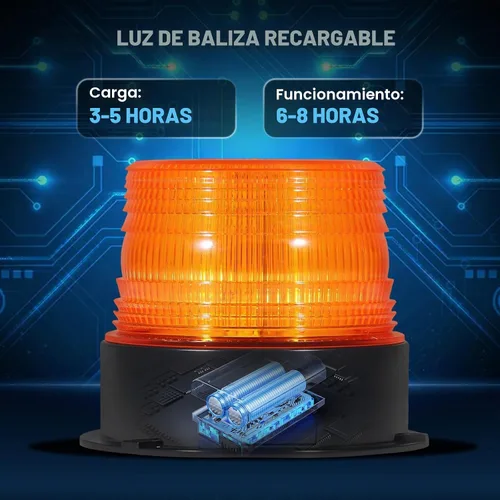 Vista 2 de AnTom Luz magnética inalámbrica de baliza, recargable de advertencia intermitente de emergencia, luces estroboscópicas que funcionan