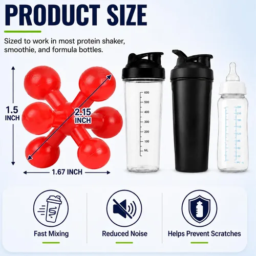 Vista 4 de Shaker Ball, 5 bolas de repuesto para botella mezcladora de proteínas