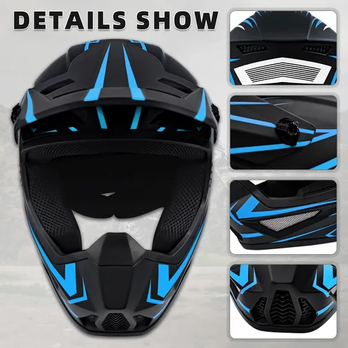 Vista 5 de Casco de motocross para jóvenes, cascos de bicicleta de tierra para niños, cascos de motocicleta todoterreno, bicicleta de montaña, BMX, MX