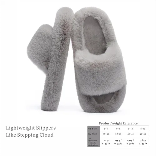 Vista 3 de Pantuflas de espuma viscoelástica para mujer, pantuflas de dormitorio para mujer, mullidas, cómodas, con forro de piel sintética, suela