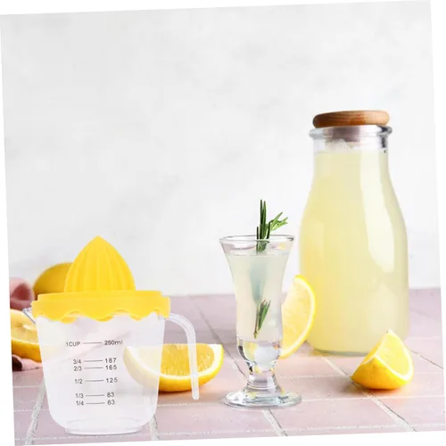 Vista 5 de VANZACK Mini exprimidor de limón portátil, exprimidor manual con mango y taza medidora para frutas cítricas, fácil de usar y extractor ligero