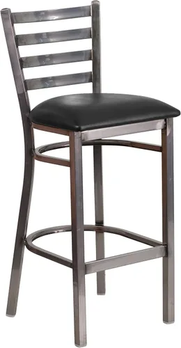 Vista 11 de Flash Furniture HERCULES Series - Taburete de bar de metal con revestimiento transparente para restaurante, asiento de madera de cerezo Asiento
