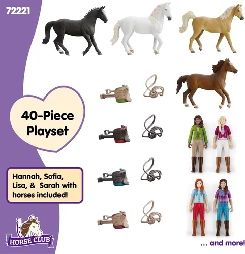 Vista 7 de Schleich Horse Club - Juego completo de figuras de juguete de 40 piezas del Horse Club Rider - Figuras articuladas de jinete de Hannah, Sofia, Lisa