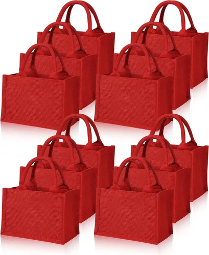 Vista 18 de 12 Piezas Bolsas de Arpillera Mini Bolsas de Yute Reutilizables con Asas Pequeña Lona en Blanco Regalo Impermeable para Boda Playa Bricolaje