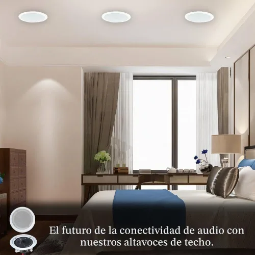 Vista 7 de Kit de sistema estéreo para el hogar, amplificador Bluetooth de 6 canales de 6000 vatios con 6 altavoces de techo enmarcados de 8 pulgadas de 300 W