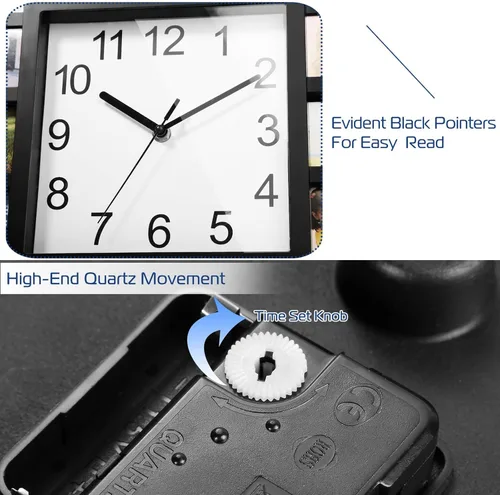 Vista 5 de KOCASO Marco de fotos, collage de 12 imágenes, reloj de pared para colgar en la pared, decoración del hogar, haz tu propio reloj multifoto, punto