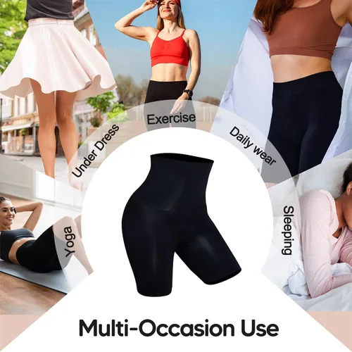 Vista 6 de Pantalones cortos con control de abdomen para mujer, cintura alta, moldeador de cuerpo, levantador de glúteos, muslos más delgados