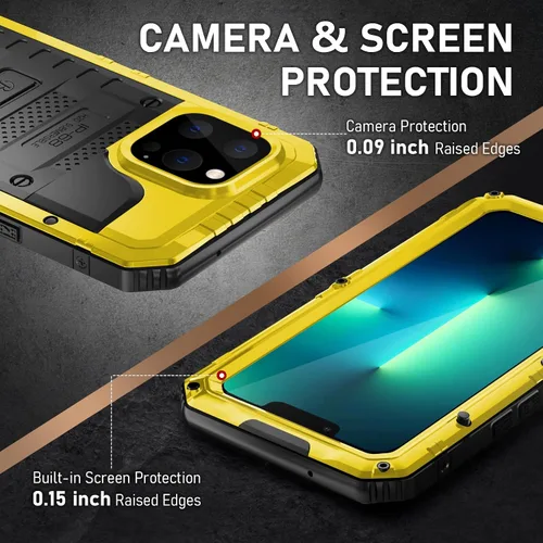 Vista 6 de Beasyjoy - Funda resistente al agua para iPhone 13 Pro, cubierta protectora de cuerpo completo con protector de pantalla integrado, funda de metal