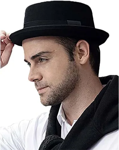 Vista 2 de Sombrero de pastel de cerdo Breaking Bad Sombreros de porkpie Sombreros de fieltro de lana Heisenberg Sombrero para hombre Sombreros de ala Fedora