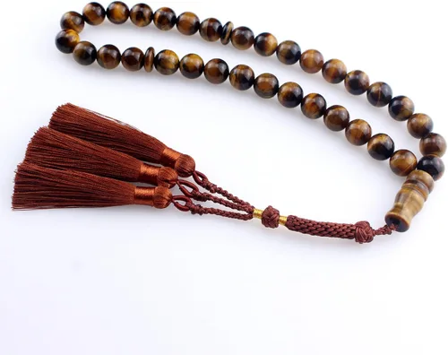 Vista 4 de Muslims Islamic 33 Dhikr Tasbeeh Tasbih - Cuentas de oración con borla, Ojo de tigre