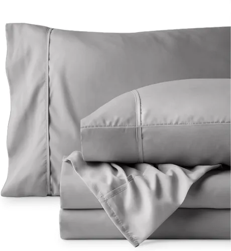 Vista 7 de Bare Home Juego de sábanas 1800 ultra suaves con 2 fundas de almohada (individual XL, gris claro)