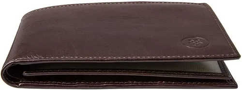 Vista 5 de Maxwell Scott Mens Luxury Leather Trifold Wallet The Gallucio Handmade In Italy Dark Chocolate Brown