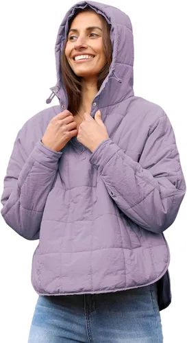 Vista 14 de QIBABU Chaqueta Puffer con Capucha de Gran Tamaño para Mujer Sudaderas con Capucha Ligeras Tipo Pullover Acolchadas Dolman Manga Larga Abrigo