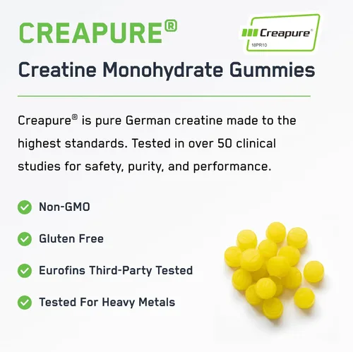 Vista 3 de SteelFit Creapure - Gomitas de monohidrato de creatina para hombres y mujeres, lima limón, suplementos nutricionales para entrenamiento de gimnasio