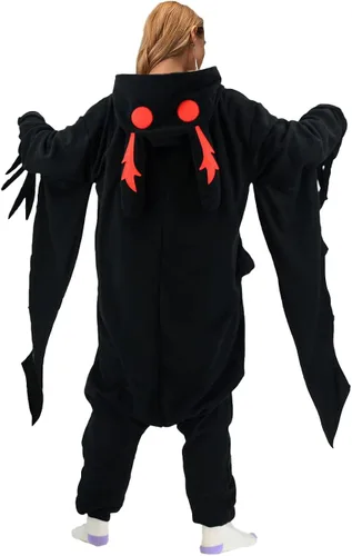 Vista 4 de Mothman Halloween Onesie Adult Pajamas Cosplay Animal Homewear Sleepwear Jumpsuit Costume for Women Men