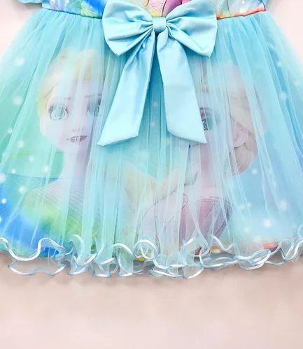 Vista 6 de KidWorld Princess Snow Costume Party Dress Little Girls Queen Cosplay Dress up with beautiful hairpins