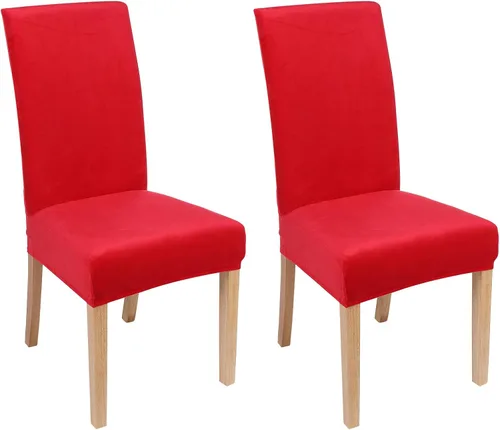 Vista 51 de smiry - Fundas para sillas de comedor de terciopelo elástico y suave, extraíbles, Terciopelo, Beige